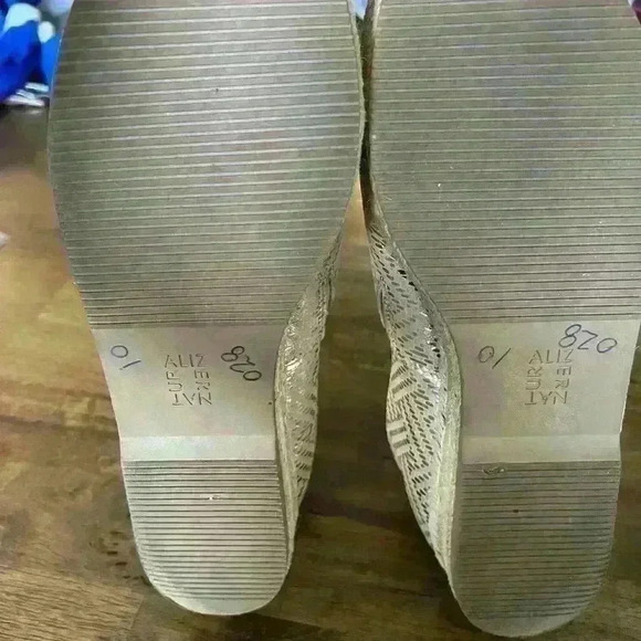 Naturalizer Thea 3 Platform Espadrilles Shoes Metallic Iredescent Gold Size 10 - Picture 4 of 8